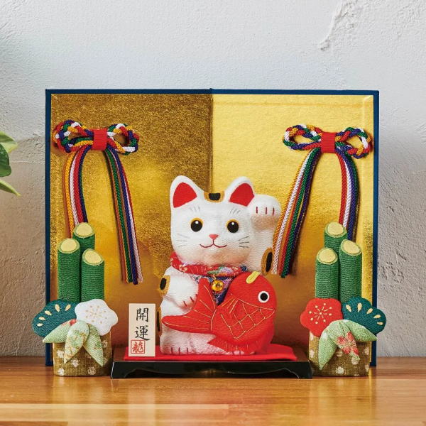 楽天市場】京都龍虎 ちりめん細工 お正月飾り 招き猫 五色魔除け屏風