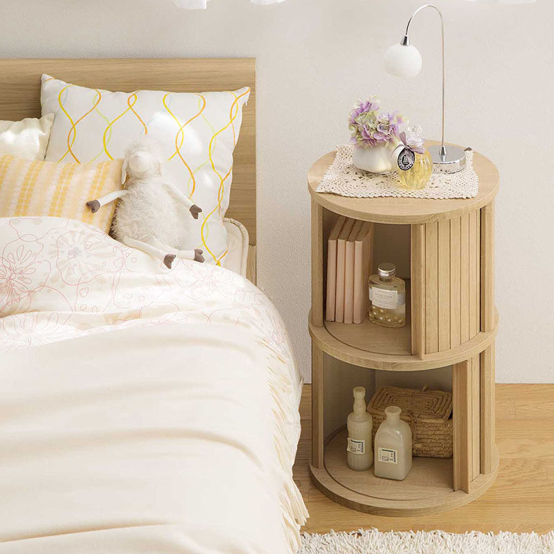 楽天市場】円柱ラック 2段 サイドテーブル ナイトテーブル 木製 収納