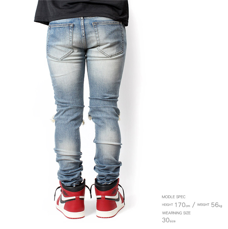 楽天市場】mnml ミニマル X1 STRETCH DENIM VINTAGE BLUE クラッシュ