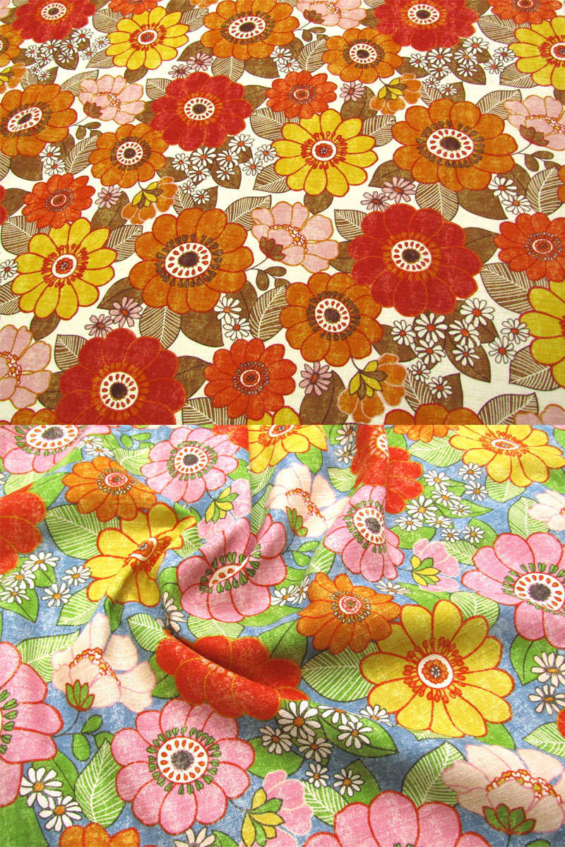 楽天市場】soporetro カラフルレトロフラワー（単位50cm）ドビー