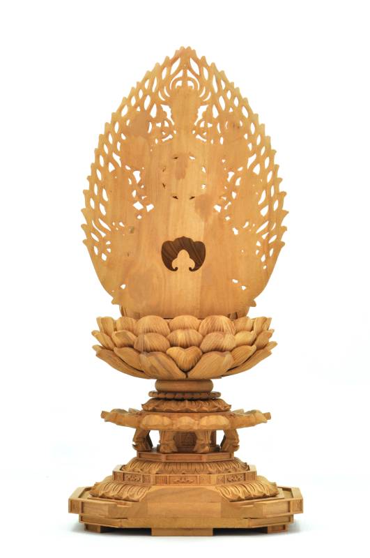 阿弥陀如来立像【大】7寸 #530 宝相華唐草 透かし彫り ◇白檀 木彫