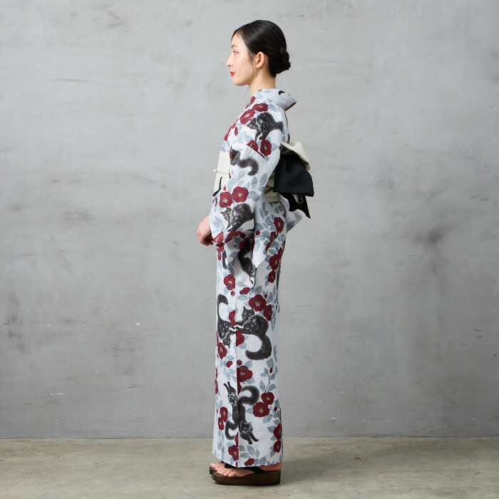 楽天市場】【ポイント2倍】浴衣単品「 水墨猫 」公式 ふりふ 洗える