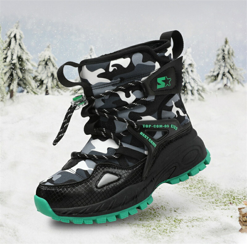 楽天市場】迷彩柄 スノーブーツ キッズ 滑らない 防水 北海道 雪遊び