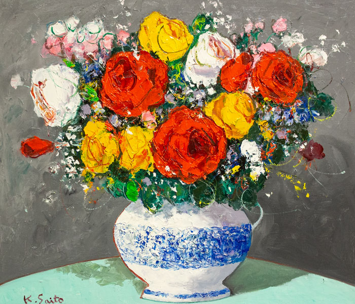 楽天市場】斉藤 要「 ばら 」 油絵 油彩画 F10 ( 10号 ) : 内田画廊