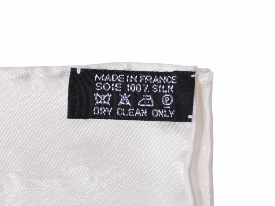 楽天市場】新品エルメス・HERMES ポケットチーフ 白 45cm×45cm シルク