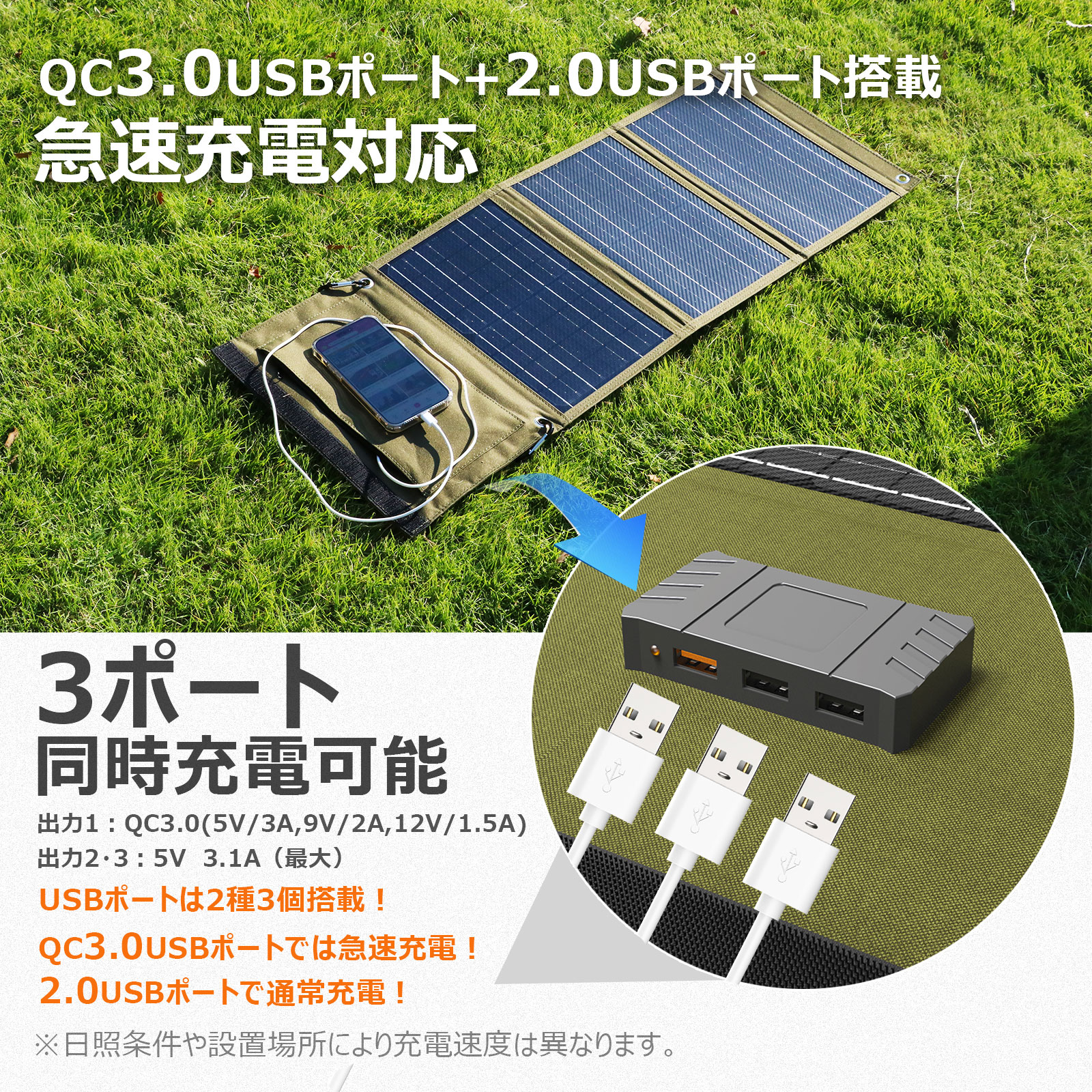 楽天市場】【防災推奨】ソーラーパネル充電器 30W 薄型 太陽光パネル