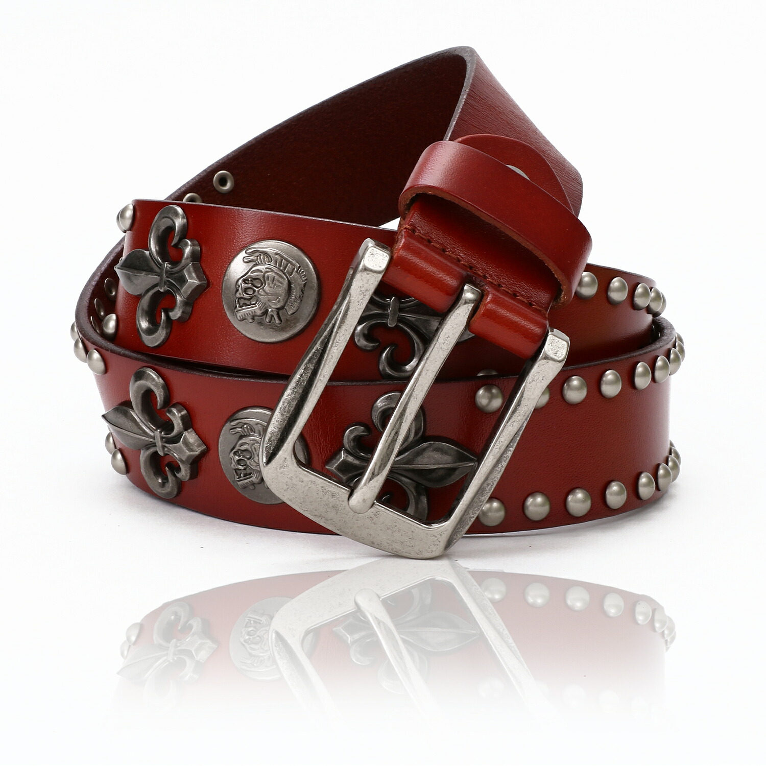 楽天市場】横顔スカル ベルト メンズ 本革 牛革 カジュアル スカル