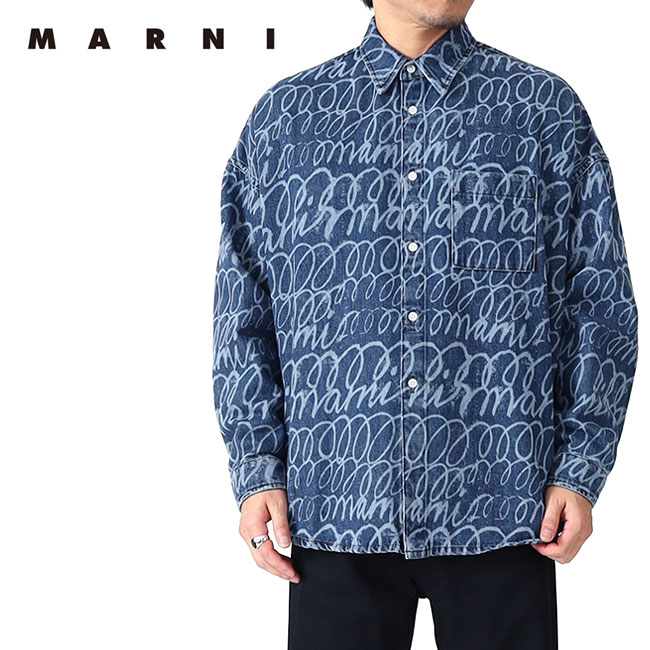 楽天市場】MARNI マルニ Marni Scribble 総柄 ブリーチ デニムシャツ