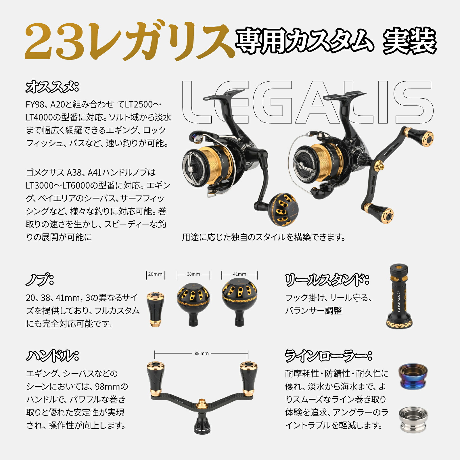 楽天市場】【送料無料】ゴメクサス リールハンドル カーボン製