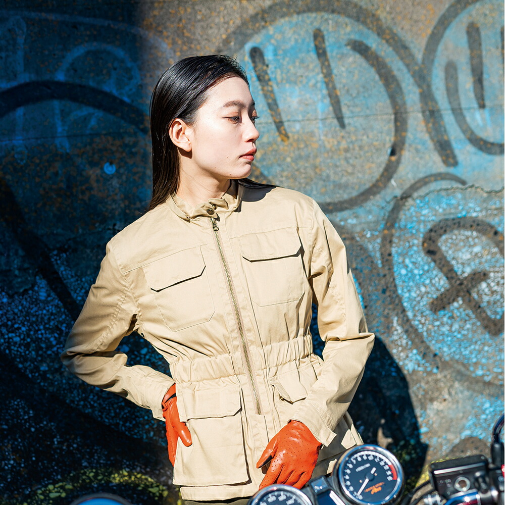 楽天市場】レディース バイク用 春夏 ミリタリージャケット 肩 肘 脊椎