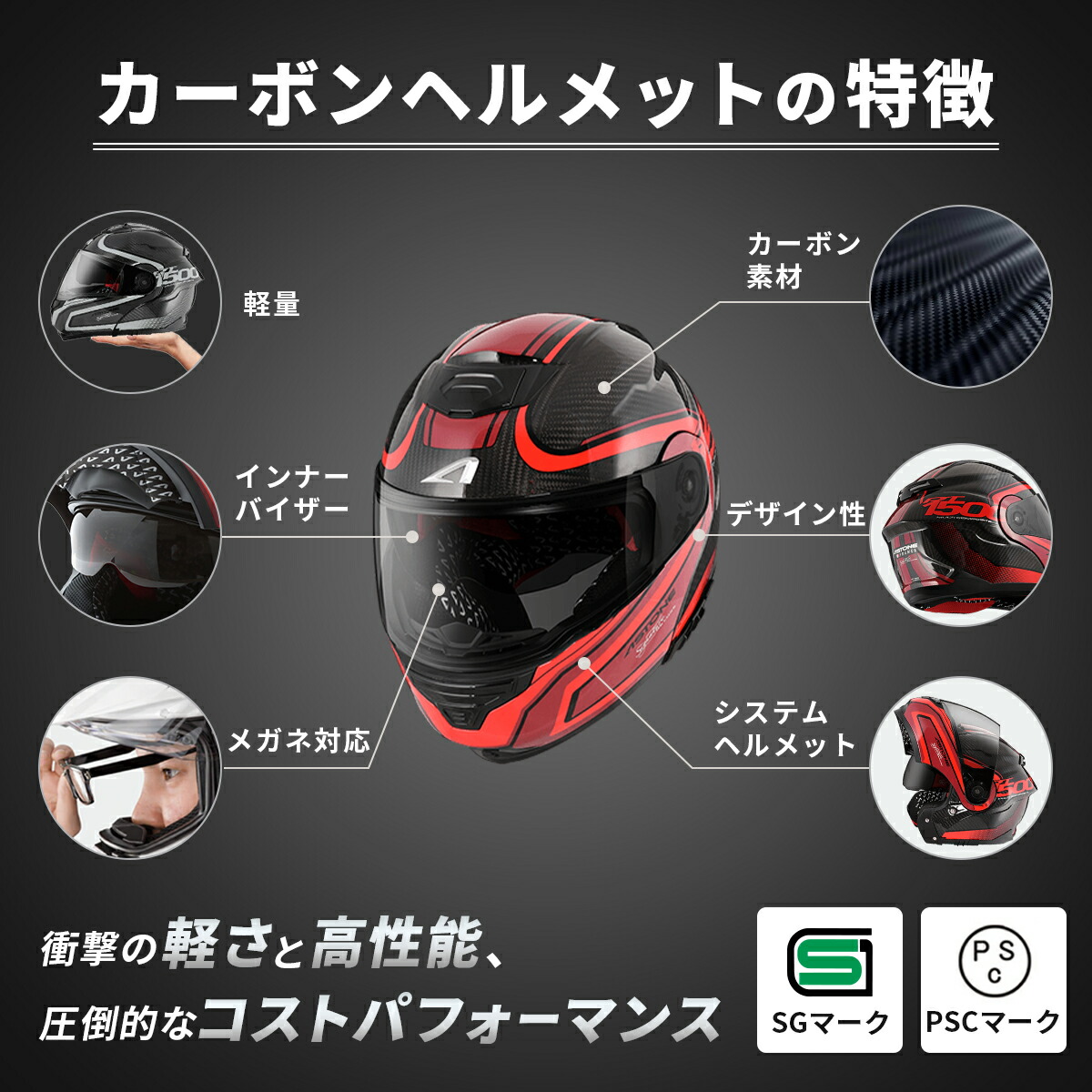 楽天市場】【在庫有り】バイクヘルメット システムヘルメット カーボン