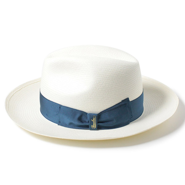 Borsalino 美品パナマ帽 オフホワイト青いリボンLサイズ59cm