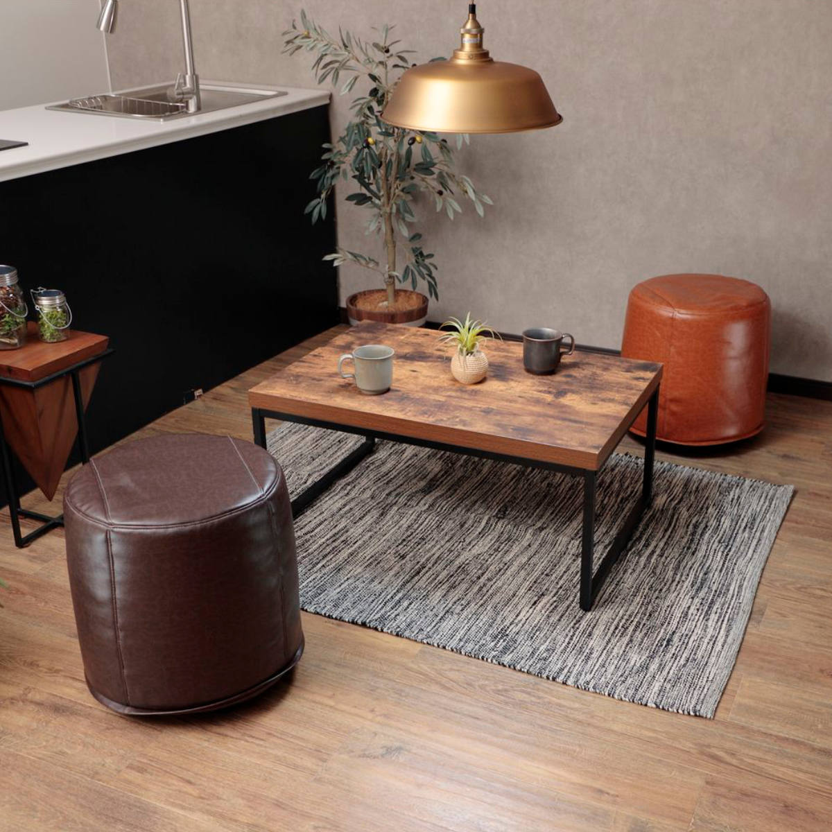 楽天市場】スツール 高さ40cm 丸 レザー調 ヴィンテージ調 （ 椅子