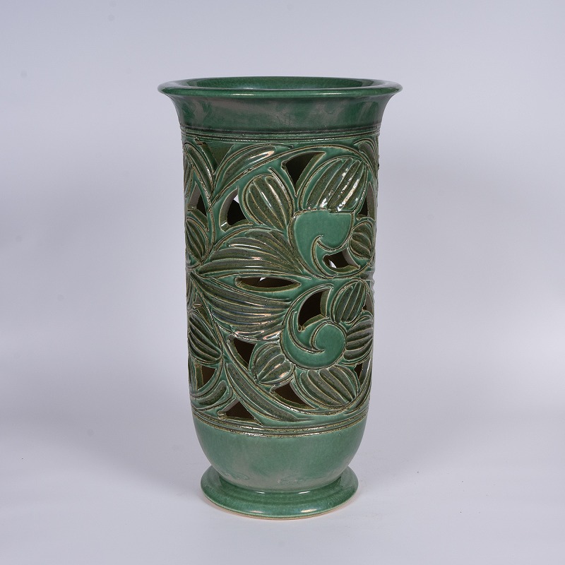 楽天市場】傘立て 陶器 信楽焼 織部唐草透かし傘立 ビンテージ 開店