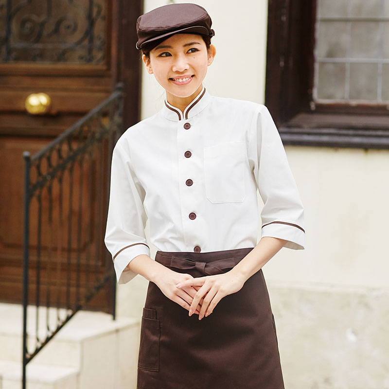 楽天市場】飲食店ユニフォーム ショップコート 七分袖 [男女兼用] D