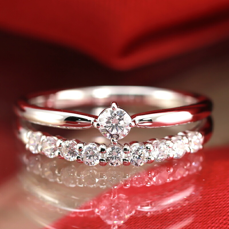 楽天市場】☆pt950 【0.30ctUP】テン ダイヤモンドリング 10ダイヤ