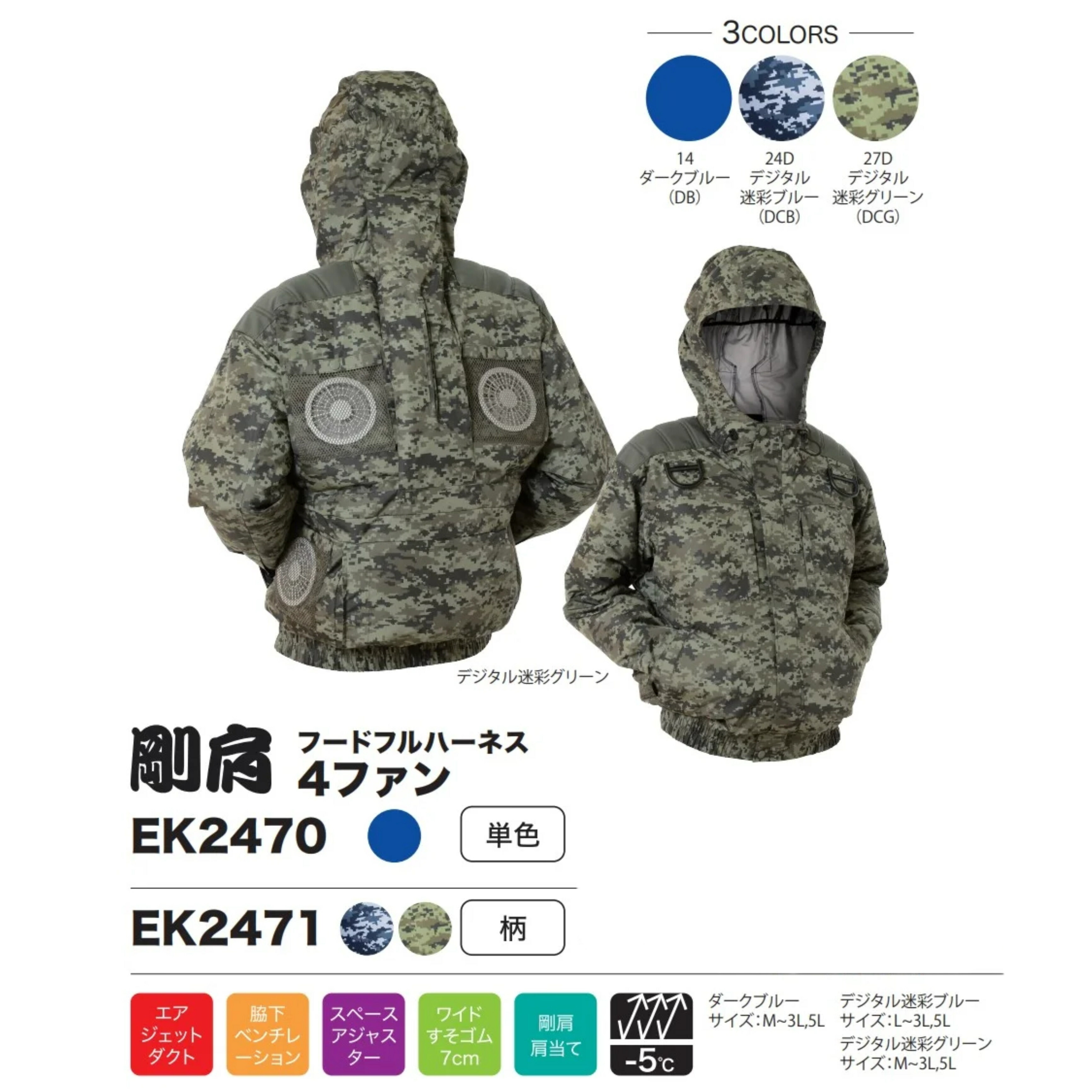 楽天市場】EIKO 鉄筋屋さんの空調服 剛肩 長袖モデル柄 (フードフル