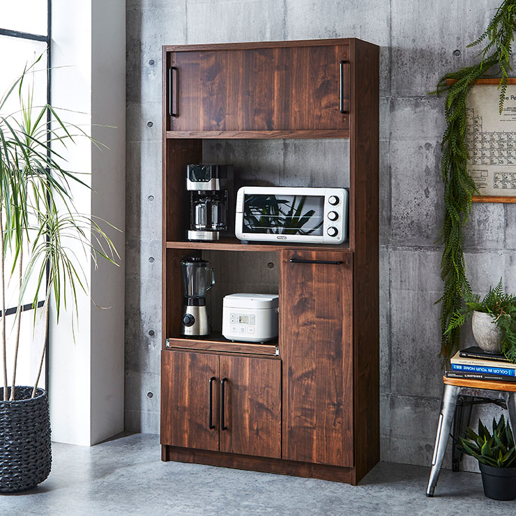 楽天市場】食器棚 完成品 レンジ台 キッチンボード レンジボード