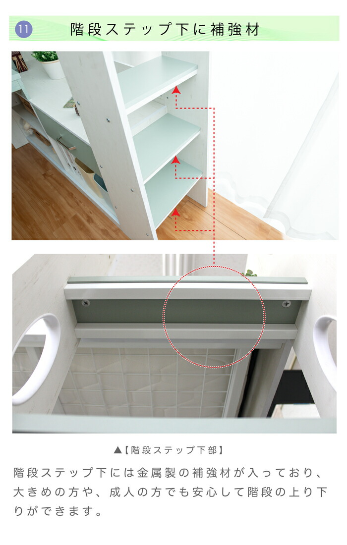 楽天市場】ロフトベッド ハイタイプ デスク付き デスク天板 ベッド