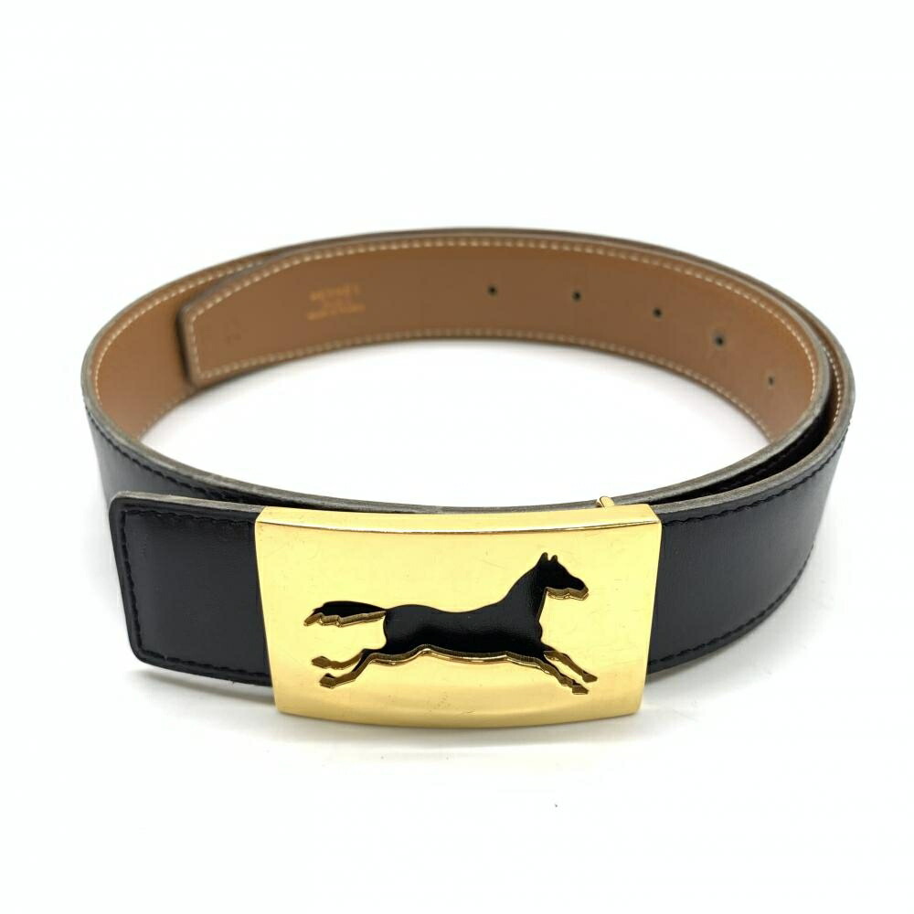 楽天市場】HERMES エルメス ホースカット レザーベルト 黒 ブラック