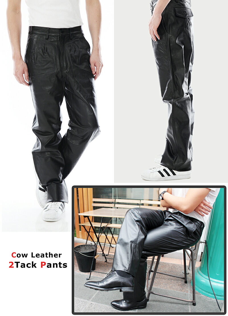 楽天市場】レザーパンツ メンズ レザーパンツ スラックスタイプ レザー