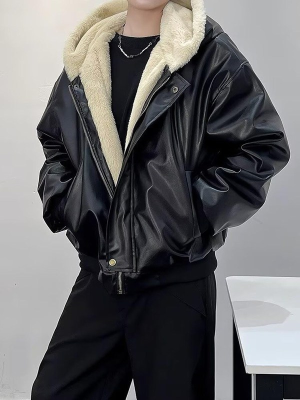 楽天市場】-1 レザージャケット フード付き メンズ 両面着