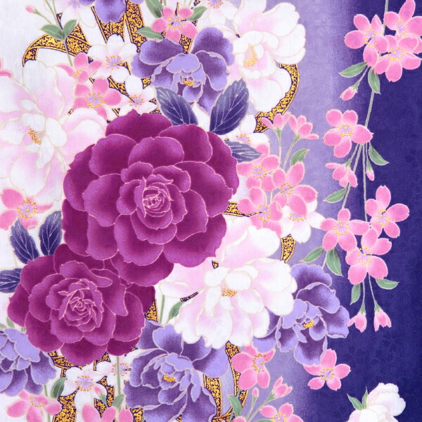 楽天市場】【成人式 振袖 レンタル】RS1572紺 牡丹と桜のブーケ（R645