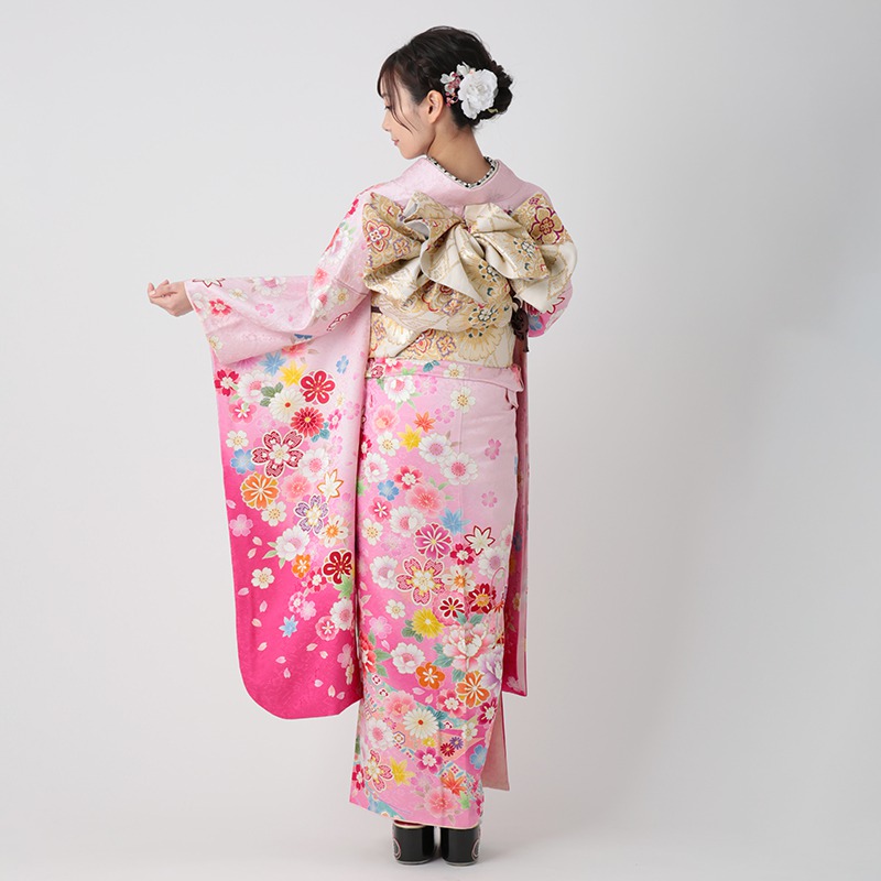 楽天市場】【成人式 振袖 レンタル】RS1152 正絹 ピンク 桜牡丹に毬