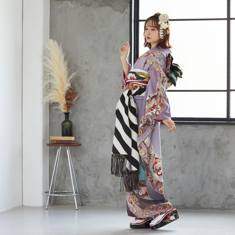 楽天市場】成人式早割クーポン10％オフ【振袖 レンタル】RS825 正絹 紫