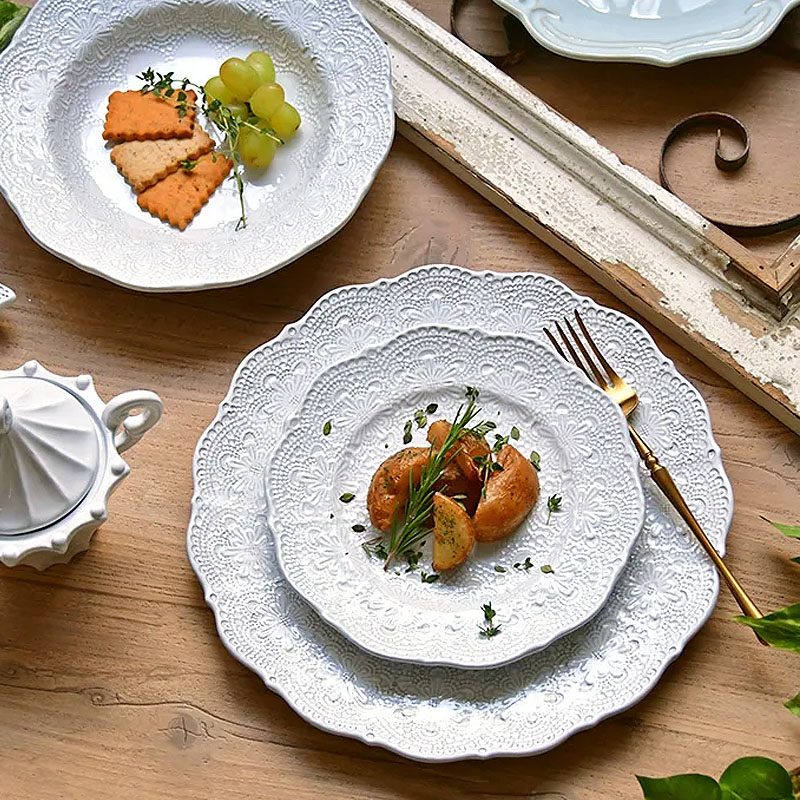 楽天市場】ラ セラミカ メルレット ホワイト レース フラットプレート