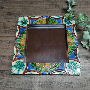 楽天市場】【送料無料】アンティークタイルミラー 正方形 ミラー 鏡