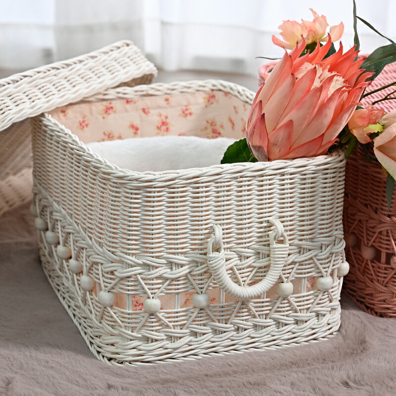 楽天市場】【先行予約3/12より発送予定】ラタンバスケット 蓋付き 籐