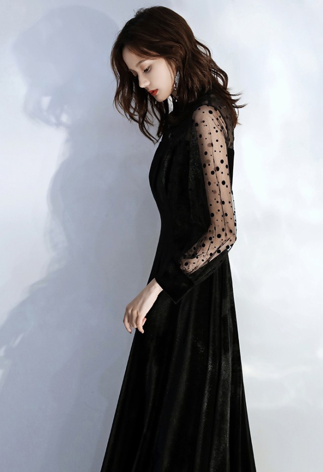 楽天市場】【一部即納】パーティードレス ロング 袖あり ロングドレス