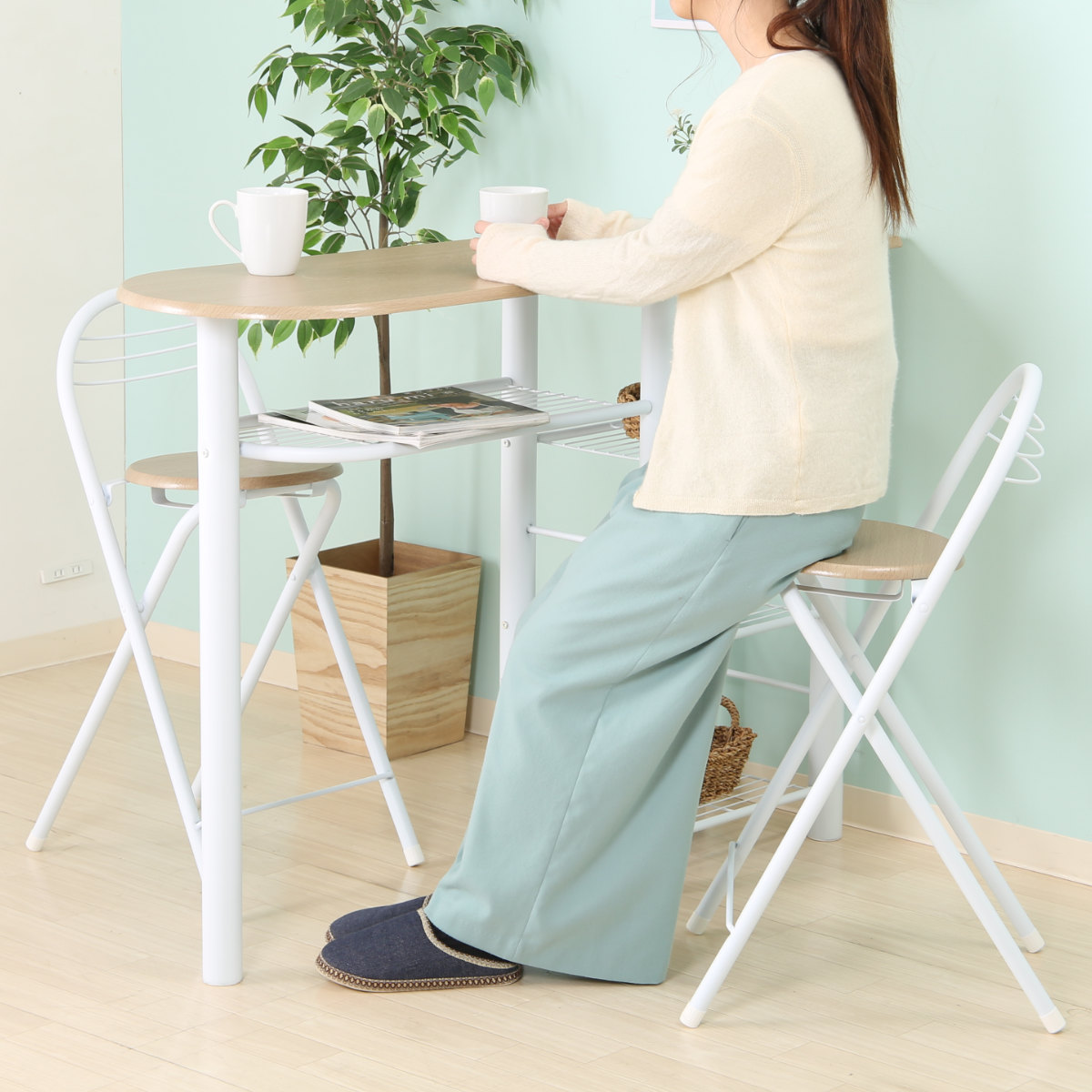 楽天市場】カウンターテーブル 3点セット 棚付 テーブル×1 チェア×2