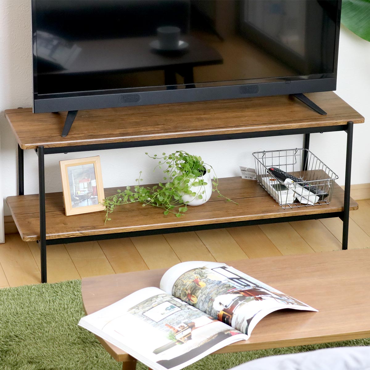 楽天市場】テレビ台 幅100cm ローボード ヴィンテージ調 スチール