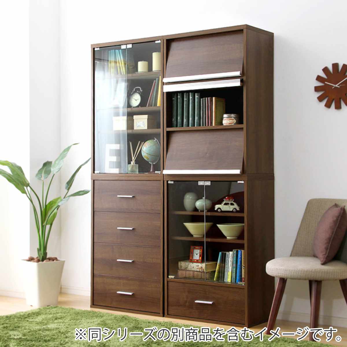 楽天市場】ガラスキャビネット 幅59cm 北欧風 組合せ家具 DEALS