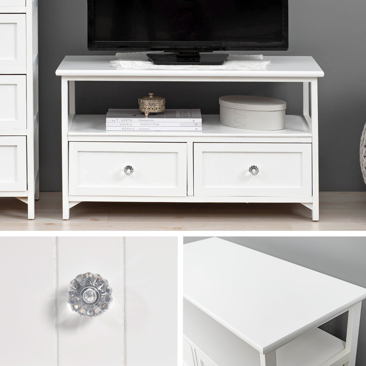 楽天市場】テレビ台 ローボード シャビー調 クリスタル調取っ手 幅72cm