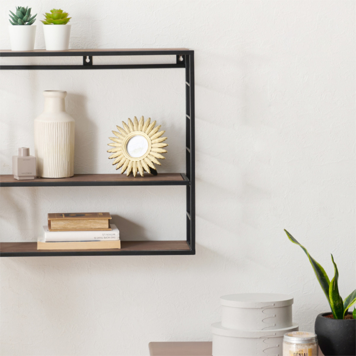 楽天市場】壁面収納 壁掛けラック 2段 ヴィンテージ調 幅45cm （ 壁面