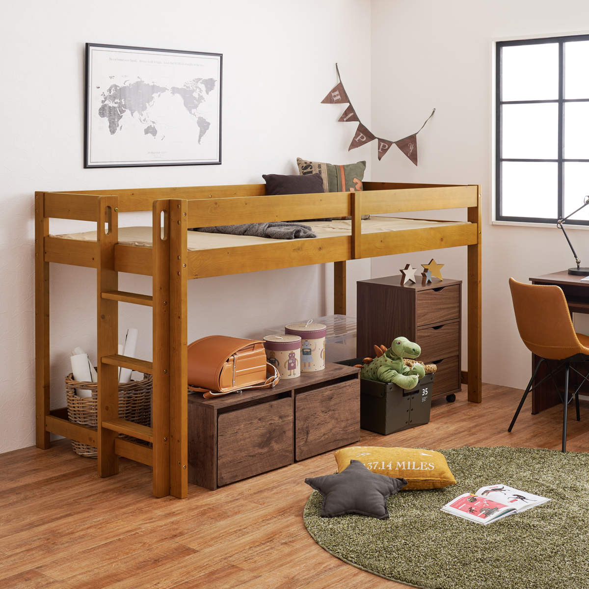 楽天市場】ロフトベッド ロータイプ 高さ120cm すのこ 天然木 パイン材