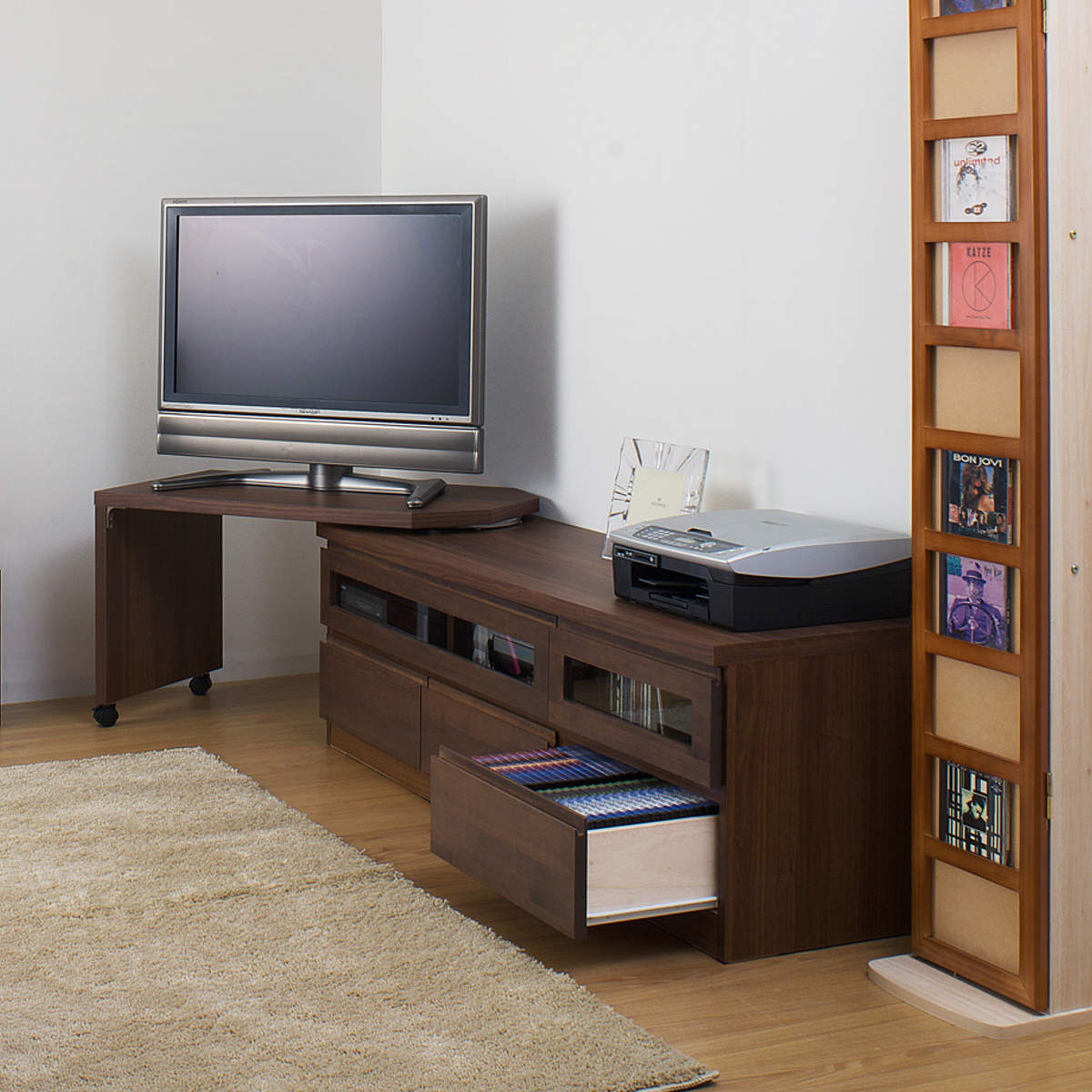 楽天市場】伸縮 テレビ台 回転盤付 アルダー前板 幅156〜215cm ダーク