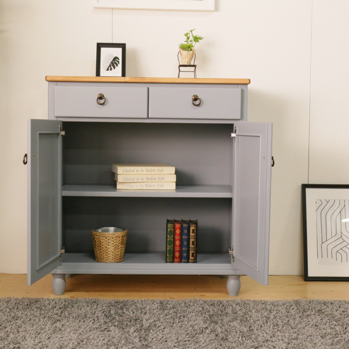 楽天市場】キャビネット フレンチカントリー パイン材 Lavender 幅78cm