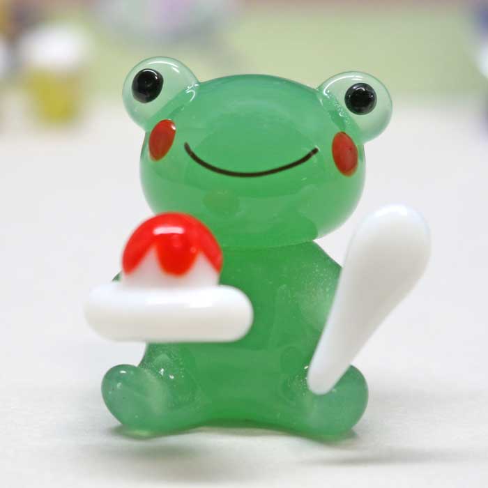 楽天市場】ガラス細工 カエルとかき氷 カエル 蛙 かえる スイカ かき氷