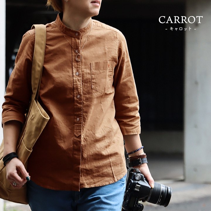 楽天市場】シャツ 七分袖 日本製 レディース バンドカラー しっかり