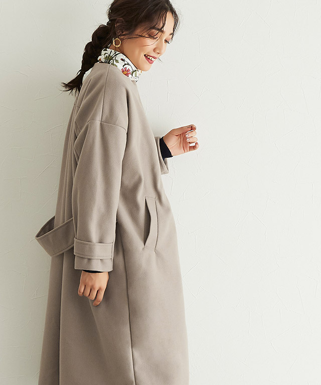 楽天市場】【送料無料】バックベルトノーカラーコート ☆ コート