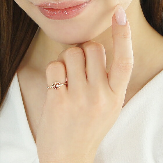 楽天市場】K10PG ローズモチーフ ダイヤモンド ピンキー リング送料