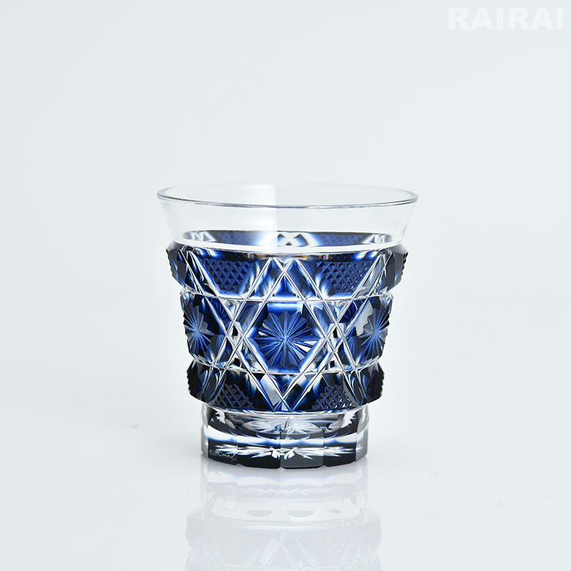楽天市場】薩摩切子 冷酒グラス cut01 藍 鹿児島 島津薩摩切子 薩摩