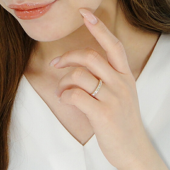 楽天市場】K18YG【0.30ct】ミル打ち ダイヤモンド ハーフエタニティ