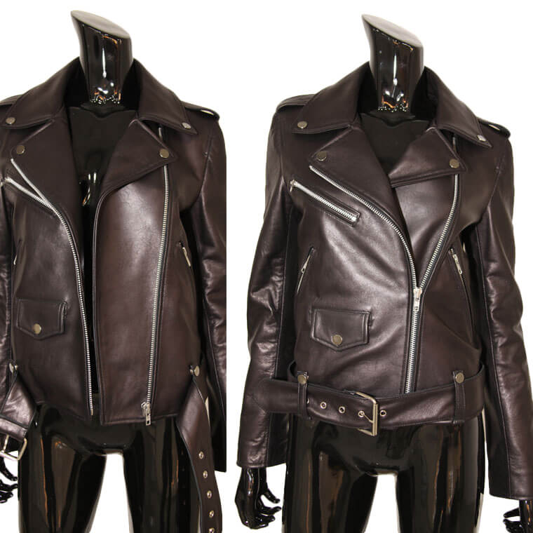 楽天市場】【OFF Price】裾ベルト付 ライダース ジャケット ラムレザー