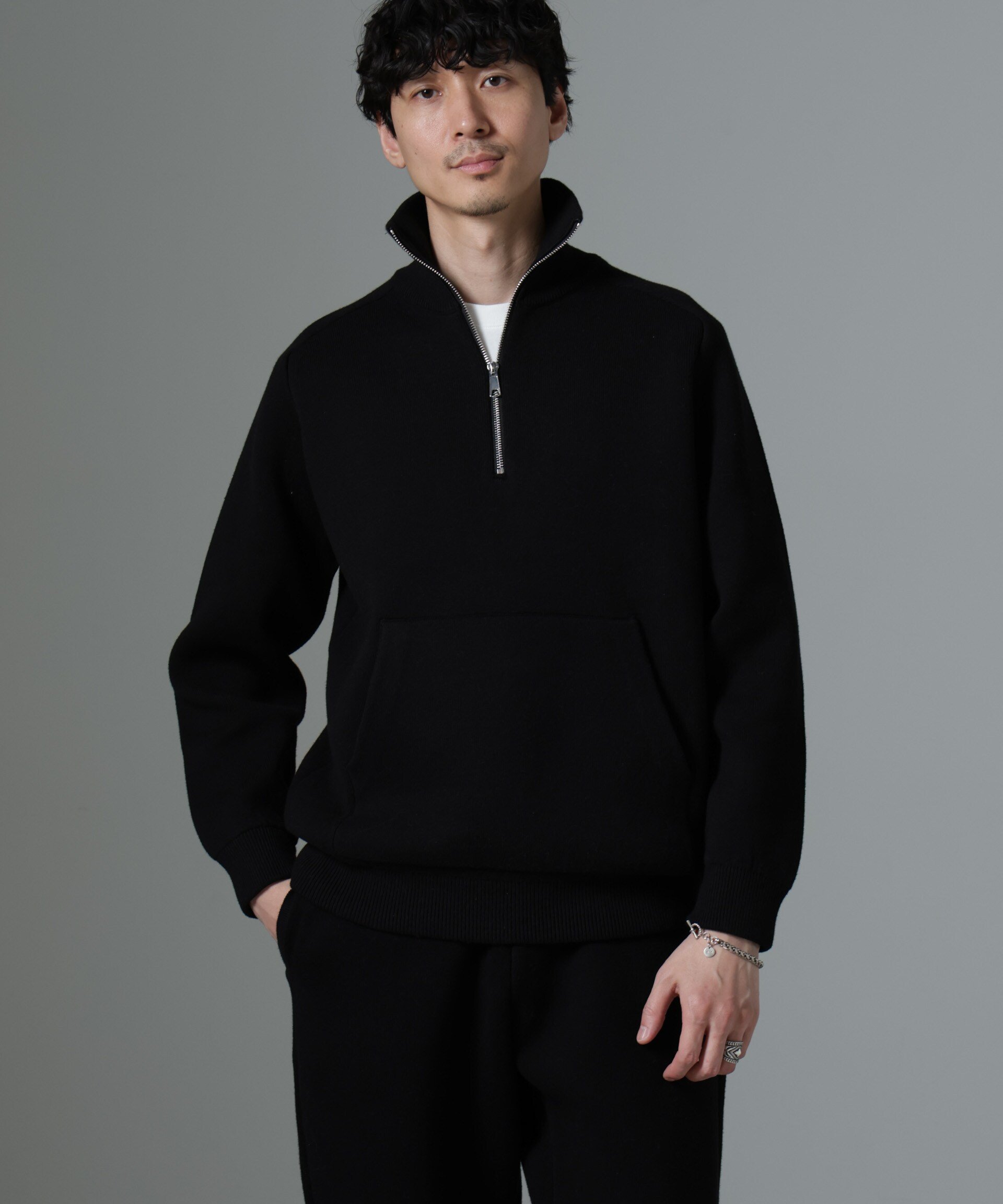 NANO universe｜ハーフジップダブルニットハイネック | Rakuten