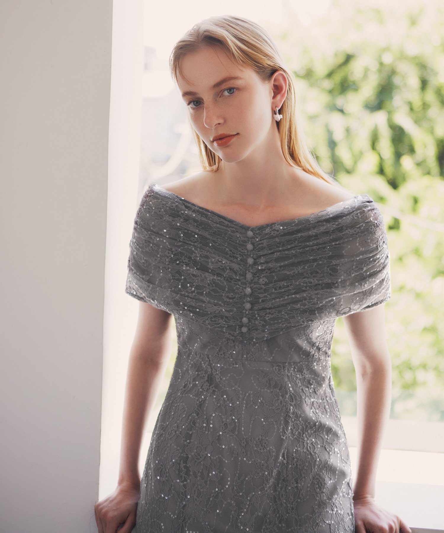 Leja｜LEJA-2WAYレース花柄オフショルダーマーメイドロングワンピース